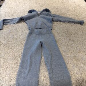 Alo Yoga Cashmere Plush Waffle 1/4 Zip Pullover & Pant Set - Shrunk / Child Fit